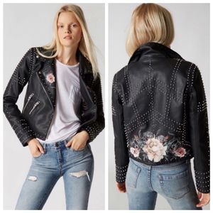 Faux Leather Rose Studded HEARTBREAKER Jacket